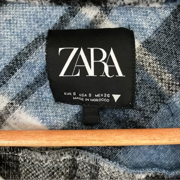 Zara Blue and White Plaid Utility Jacket - Picture 6 of 8